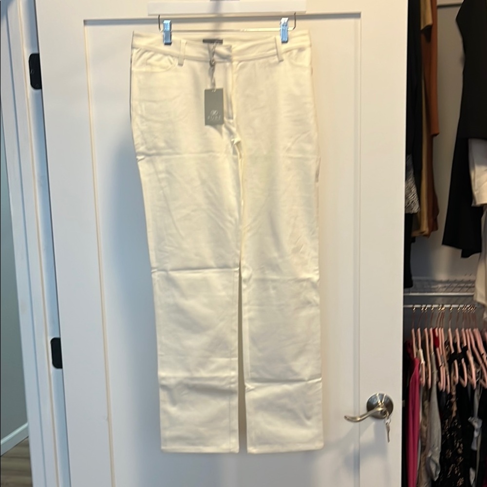 Pure Collection Cream Straight Leg Pants Versatile Style